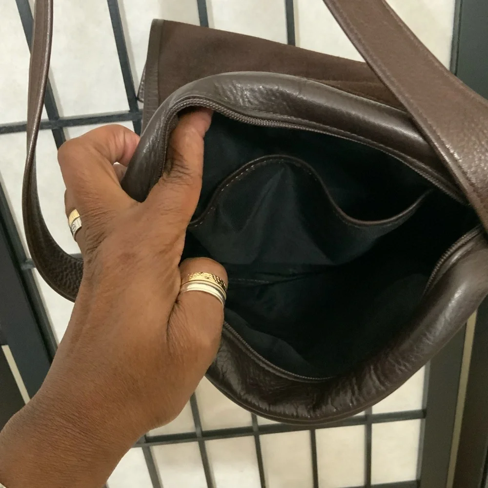 Leather Chocolate Brown Soft Messenger Crossbody Bag